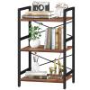 Yoobure Bookshelf Small Book Shelf, Solid Industrial 3 Tier Shelf Bookcase, Short Book Case for Bedroom, Living Room, Office Home, Small Spaces, Easy Assembly Berry Brown view 1