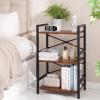 Yoobure Bookshelf Small Book Shelf, Solid Industrial 3 Tier Shelf Bookcase, Short Book Case for Bedroom, Living Room, Office Home, Small Spaces, Easy Assembly Berry Brown view 2