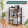 Yoobure Bookshelf Small Book Shelf, Solid Industrial 3 Tier Shelf Bookcase, Short Book Case for Bedroom, Living Room, Office Home, Small Spaces, Easy Assembly Berry Brown view 3
