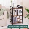 Yoobure Bookshelf Small Book Shelf, Solid Industrial 3 Tier Shelf Bookcase, Short Book Case for Bedroom, Living Room, Office Home, Small Spaces, Easy Assembly Berry Brown view 4