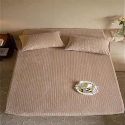 FCLDESHOP Fitted Deep Pocket Sheet,Solid Color Milk Fleece Mattress Topper, Comfortable Non-Slip Deep Pocket Bed Cover,for 12"/30cm Deep Mattresses,Coffee Color,120 * 200cm30cm