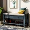 Anwick Shoe Storage Bench Shoe Rack with Cushioned Seat and 2 Drawers, Entryway Bench Storage Box, Board Bench for Entryway, Shoe Rack Organizer for Entryway, Bedroom, Hallway (Navy) view 1