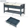 Anwick Shoe Storage Bench Shoe Rack with Cushioned Seat and 2 Drawers, Entryway Bench Storage Box, Board Bench for Entryway, Shoe Rack Organizer for Entryway, Bedroom, Hallway (Navy) view 2