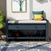 Anwick Shoe Storage Bench Shoe Rack with Cushioned Seat and 2 Drawers, Entryway Bench Storage Box, Board Bench for Entryway, Shoe Rack Organizer for Entryway, Bedroom, Hallway (Navy) view 3