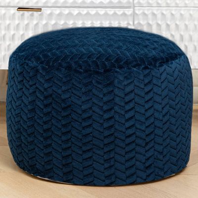 Asuprui Pouf Ottoman Unstuffed Ottoman Foot Rest Floor Pouf Round Pouf Seat Floor Bean Bag Chair Foldable Floor Chair Storage for Living Room Bedroom Navy Blue