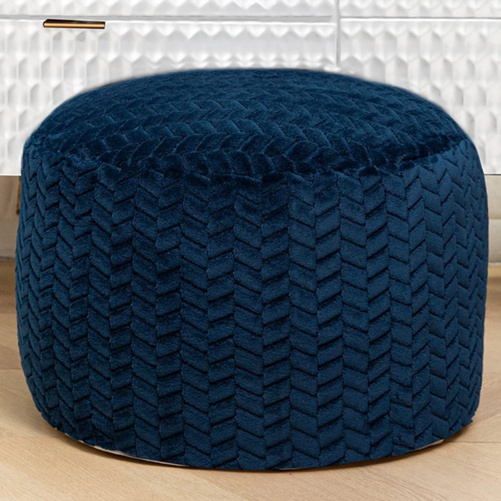 Asuprui Pouf Ottoman Unstuffed Ottoman Foot Rest Floor Pouf Round Pouf Seat Floor Bean Bag Chair Foldable Floor Chair Storage for Living Room Bedroom Navy Blue