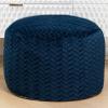 Asuprui Pouf Ottoman Unstuffed Ottoman Foot Rest Floor Pouf Round Pouf Seat Floor Bean Bag Chair Foldable Floor Chair Storage for Living Room Bedroom Navy Blue view 1