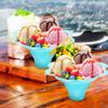 CALLARON Christmas Plastic Cups Snow Cone Cups 20pcs Snow Cone Bowls Reusable Colorful Drip Cups Plastic Shaved Ice Cups for Birthday Party Summer Cookout Sky-blue Shaved view 2