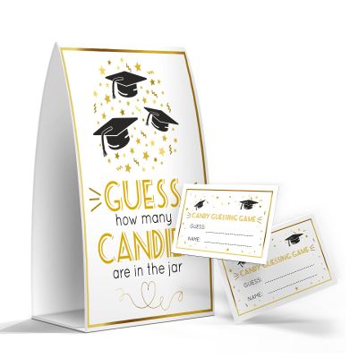 Graduation Party Game, How Many Candies Are In The Jar-1 Sign + 50 Cards, Graduation Decorations, Graduation Party Game, Grad Party Idea - 01