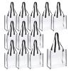 PATIKIL 12 Pack Clear PVC Tote Bags, 12x12x6 Inch Stadium Approved Transparent Plastic Tote Bag Reusable Beach Bag with Handle for Shopping Work Sport Concert view 1