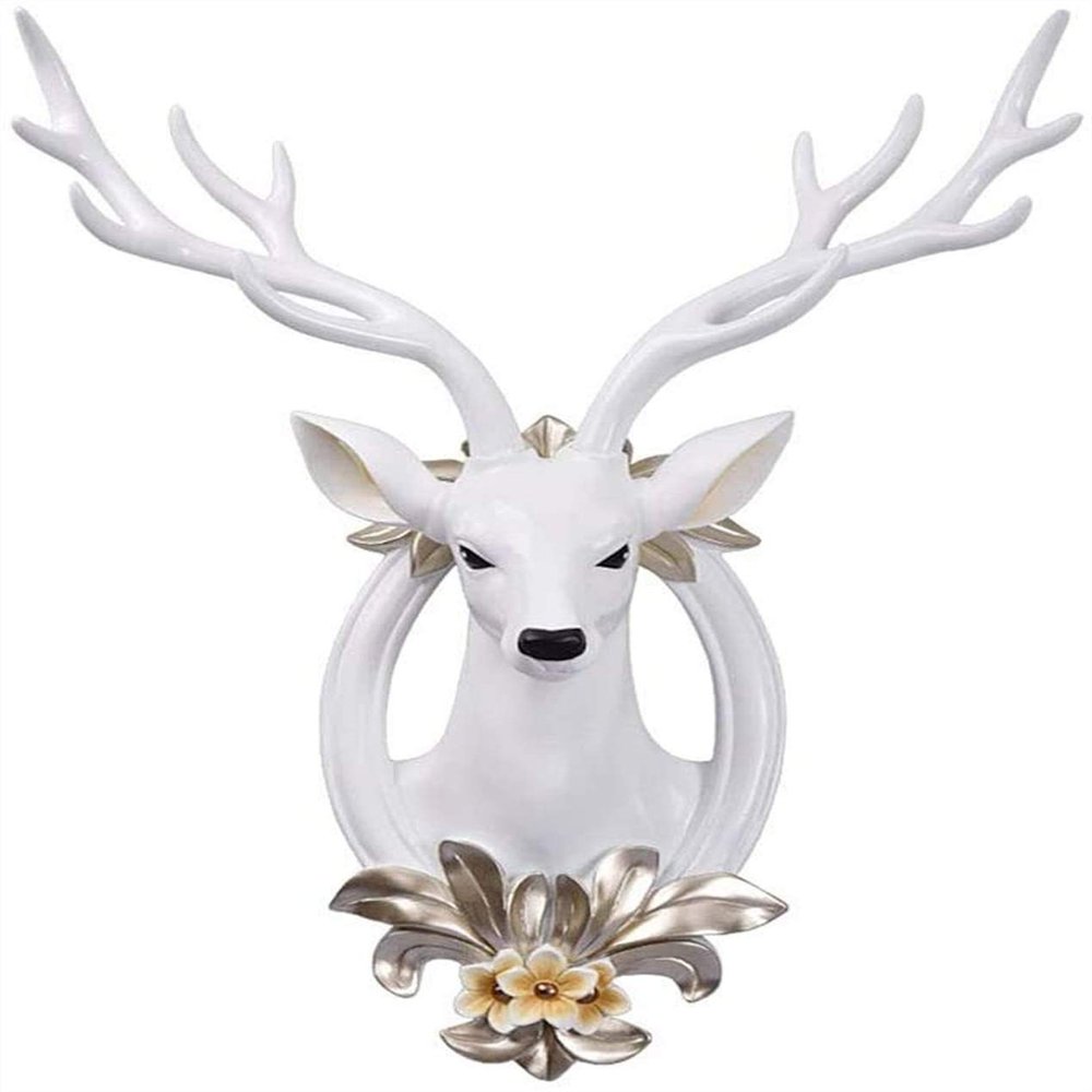 SEVEEZ Figurine Object Animal Head Decor Wall Art Deer Sculpture Pouch Entrance Background Head Wall Making Crafts Sculpture