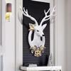 SEVEEZ Figurine Object Animal Head Decor Wall Art Deer Sculpture Pouch Entrance Background Head Wall Making Crafts Sculpture view 2
