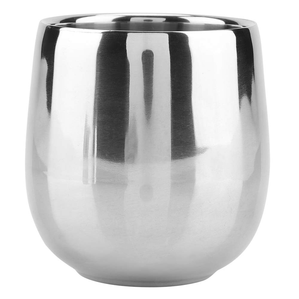 Pilipane Double Wall Stainless Steel Tea Cups , Coffee Cup Cup Mug , Stainless Steel Double Wall Water Coffee Tea Cup Mug Double Layer avoid Scalding Water Cup Double Walled (Drum shape 200ml)