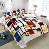 3 Piece Bedding Set,Red Black Yellow Frame White Breathable Duvet Cover Super Soft Pillow Shams,Middle Ages Nordic Style Washable Bed Sets All Seasons for Bedroom Dorm Hotel RV Full view 1