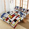 3 Piece Bedding Set,Red Black Yellow Frame White Breathable Duvet Cover Super Soft Pillow Shams,Middle Ages Nordic Style Washable Bed Sets All Seasons for Bedroom Dorm Hotel RV Full view 4