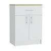 Victoria 2 Piece Kitchen Set, Kitchen Island + Kitchen Pantry, White/Light Oak view 3