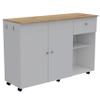 Victoria 2 Piece Kitchen Set, Kitchen Island + Kitchen Pantry, White/Light Oak view 4
