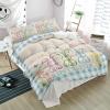 Alandar Home Duvet Cover Sets Pink Green Blue Plaid Easter Bunny,3 Piece Bed Set Ultra Soft Quilt Covers and Pillowcases,Spring Floral Linen Microfiber Bedding Set for Bedroom Guest Room Dorm Queen view 1
