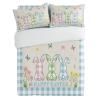Alandar Home Duvet Cover Sets Pink Green Blue Plaid Easter Bunny,3 Piece Bed Set Ultra Soft Quilt Covers and Pillowcases,Spring Floral Linen Microfiber Bedding Set for Bedroom Guest Room Dorm Queen view 2