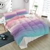 3 Piece Bedding Set,Pink Purple Teal Gradient Breathable Duvet Cover Super Soft Pillow Shams,Modern Abstract Art Washable Bed Sets All Seasons for Bedroom Dorm Hotel RV King view 1