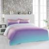 3 Piece Bedding Set,Pink Purple Teal Gradient Breathable Duvet Cover Super Soft Pillow Shams,Modern Abstract Art Washable Bed Sets All Seasons for Bedroom Dorm Hotel RV King view 3