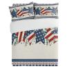 3 Piece Bedding Set,Star and Stripe Eucalyptus Leaves Breathable Duvet Cover Super Soft Pillow Shams,Independence Day Pentagram Washable Bed Sets All Seasons for Bedroom Dorm Hotel RV King view 2