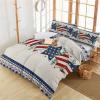 3 Piece Bedding Set,Star and Stripe Eucalyptus Leaves Breathable Duvet Cover Super Soft Pillow Shams,Independence Day Pentagram Washable Bed Sets All Seasons for Bedroom Dorm Hotel RV King view 4