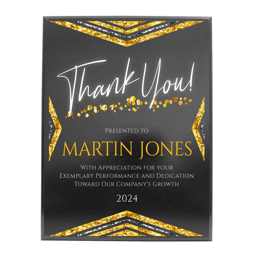 9" x 12" Custom Wall Plaque for Awards and Recognition - High Gloss Cherry Finish With Keyholed Back for Vertical and Horizontal Hanging - Personalized Office Wall Decor (Design B)
