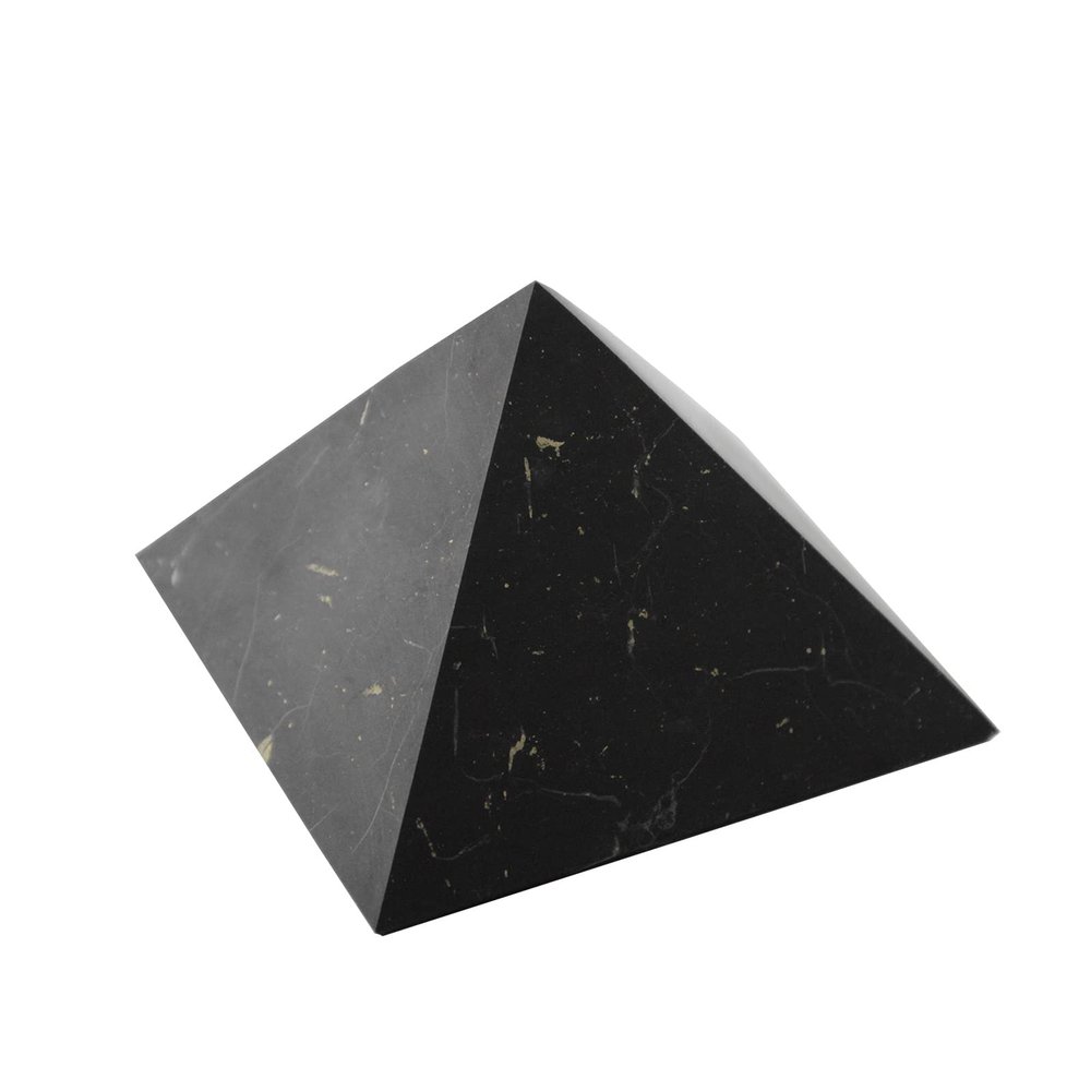 Authentic Shungite Stone Pyramid - Unpolished - 1.6 in. - 4 - Made of Russian Shungite Mineral - Handmade - TOLVU