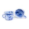 Artesano Home Decor Hand-Painted Enamelware Set of 16 Pieces - Blue Marble Design - 4 Dining Plates 10" - 4 Dessert Plates 7" - 4 Bowls 34oz - 4 Mugs 22oz, Ideal for Home, Party and Camping view 4