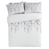 3 Piece Bedding Set,Purple Grey Floral Vines White Breathable Duvet Cover Super Soft Pillow Shams,Spring Flowers Plants Washable Bed Sets All Seasons for Bedroom Dorm Hotel RV Full view 2