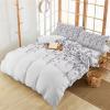 3 Piece Bedding Set,Purple Grey Floral Vines White Breathable Duvet Cover Super Soft Pillow Shams,Spring Flowers Plants Washable Bed Sets All Seasons for Bedroom Dorm Hotel RV Full view 4