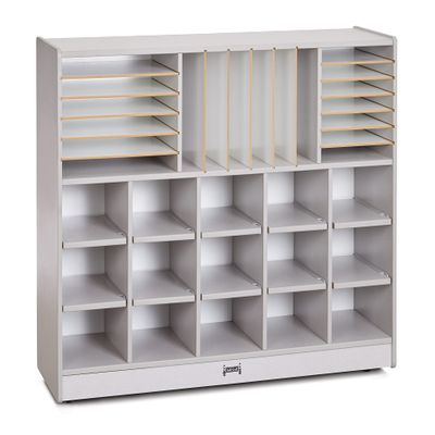 Jonti-Craft Rainbow Accents 0415JCWW000 Sectional Cubbie-Tray Mobile Unit - Without Trays - Gray