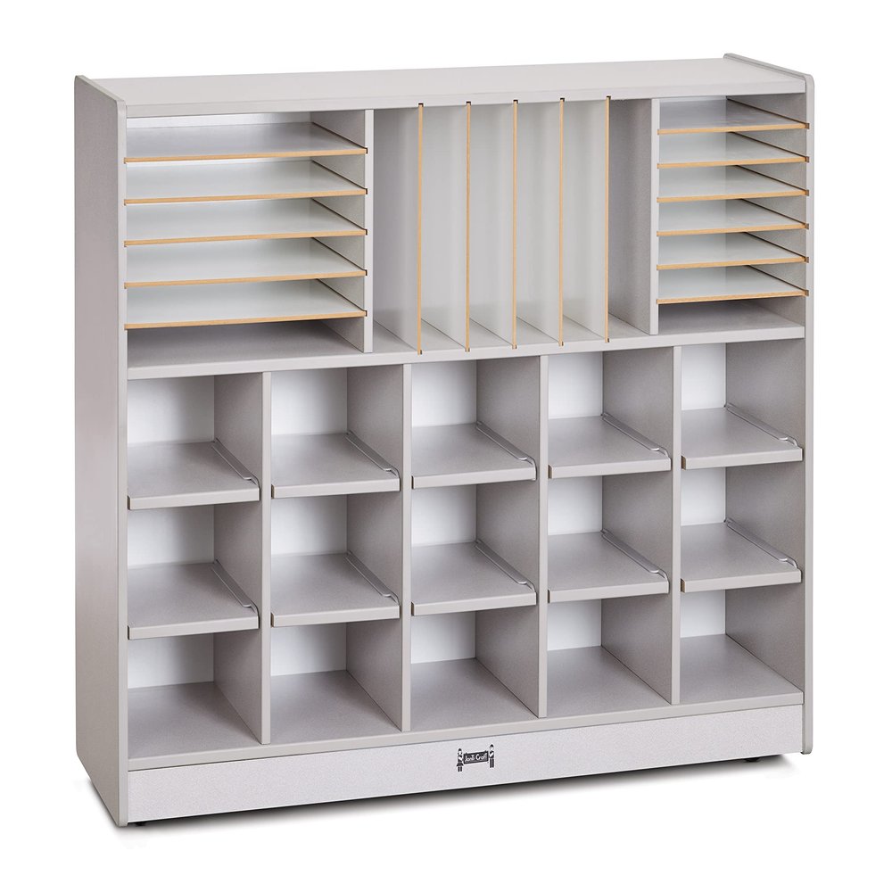 Jonti-Craft Rainbow Accents 0415JCWW000 Sectional Cubbie-Tray Mobile Unit - Without Trays - Gray