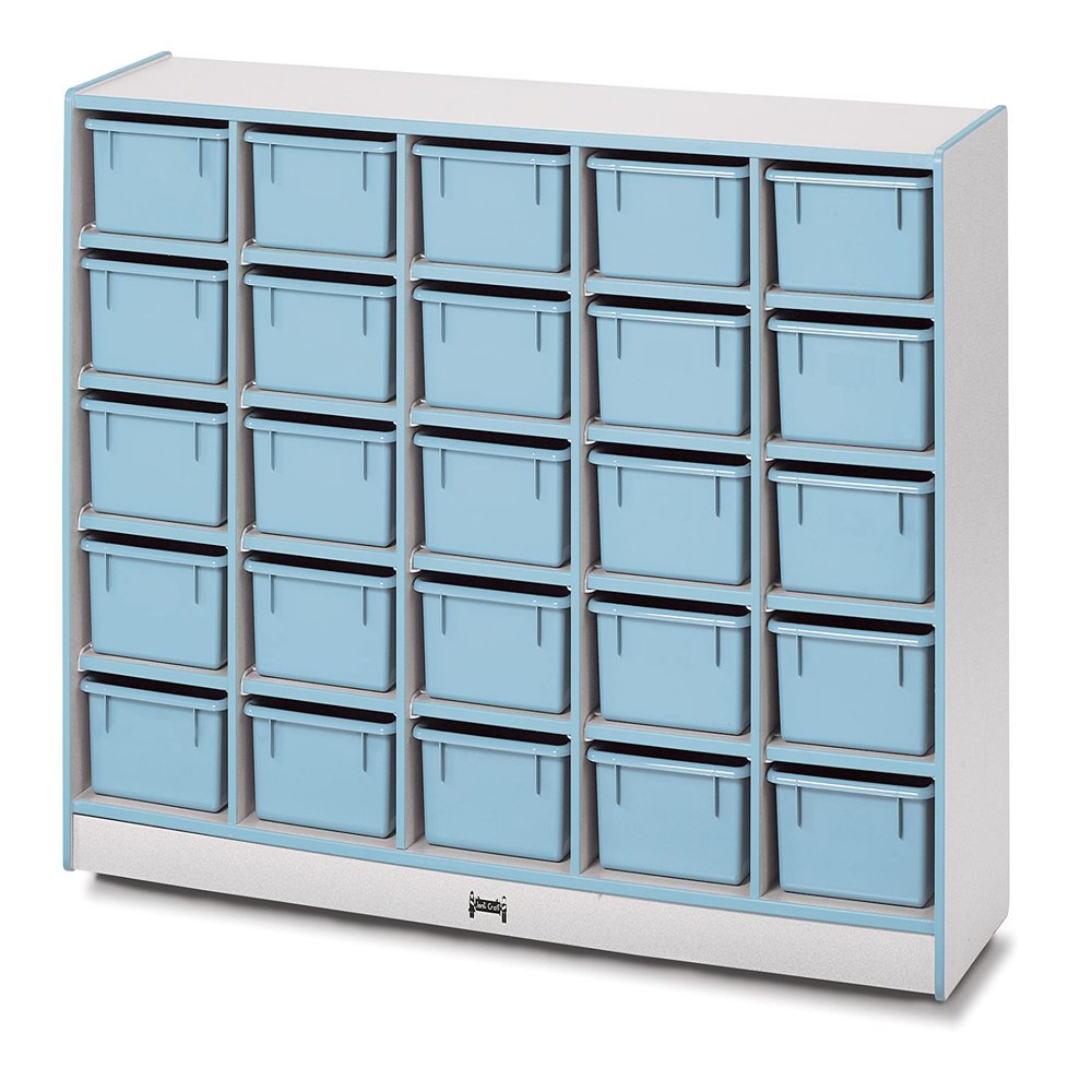 Jonti-Craft Rainbow Accents 4026JCWW131 25 Tub Mobile Storage - with Tubs - Coastal Blue