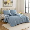 DBOZE Reversible Cotton Blend 3-Piece Embroidery Solid Elegant Bedding Quilt Set with Embroidered Decorative Shams Soft Bedspread & Coverlet Set (Gray, Queen) view 3
