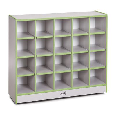 Jonti-Craft Rainbow Accents 0420JCWW130 20 Cubbie-Tray Mobile Storage - Without Trays - Key Lime Green