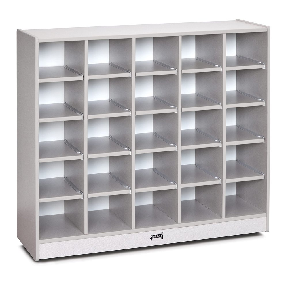 Jonti-Craft Rainbow Accents 0425JCWW000 25 Cubbie-Tray Mobile Storage - Without Trays - Gray