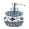 Blue Rose Polish Pottery - Green Mosaic Flower Soap Dispenser - 6.75" Tall - Perfect for Vanity, Sink or Bathroom Dcor view 1