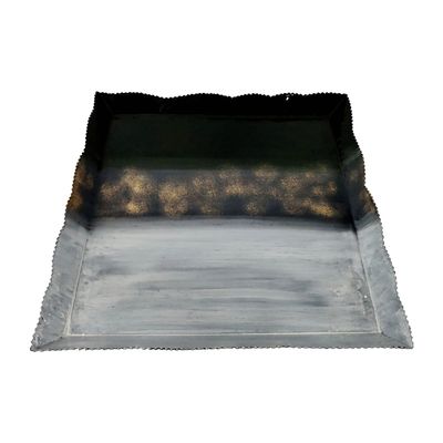 Sagebrook Home Metal, 18" Tri-Colored Tray, Multi, Rectangle, Iron, Contemporary, 18" L X 18" W X 2" H, Ombre