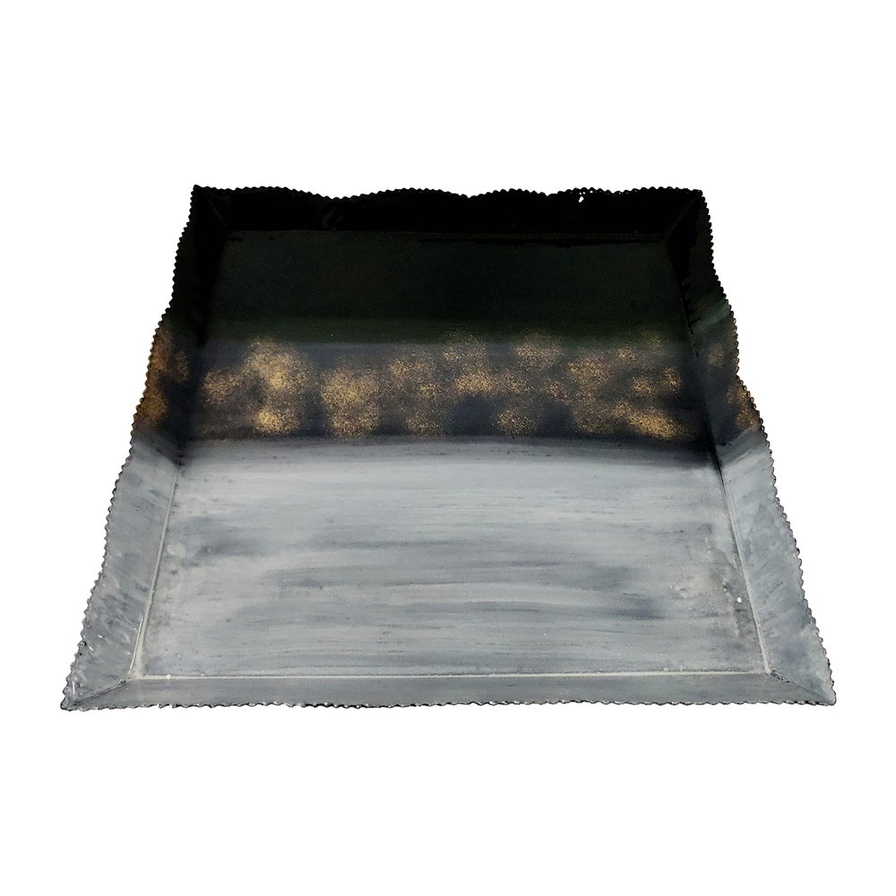 Sagebrook Home Metal, 18" Tri-Colored Tray, Multi, Rectangle, Iron, Contemporary, 18" L X 18" W X 2" H, Ombre