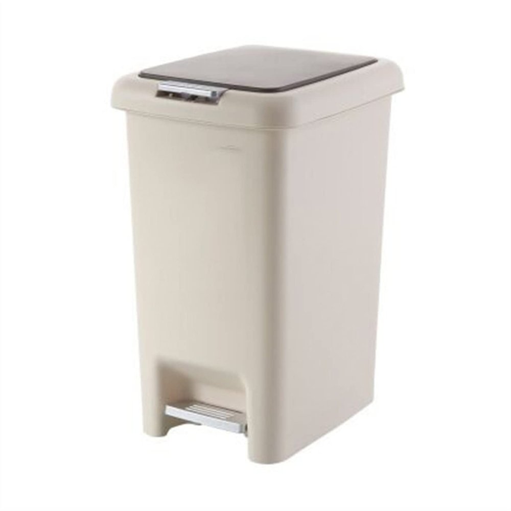 Kitchen Garbage Can 8/10L Pedal Trash Can with Sealed Lid Household Kitchen Toilet Bathroom Plastic Trash Can Mute Snap Hand Press Trash Can, Beige Wastebasket (Size : 10L, Color : Gold)