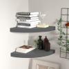 Bopdu Floating Corner Storage Cabinet Shelf, Bookshelf Storage Cabinet Office Living Room Storage Organizer 2 pcs High Gloss Gray 13.8"x13.8"x1.5" MDF view 1