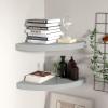 Bopdu Floating Corner Storage Cabinet Shelf, Bookshelf Storage Cabinet Office Living Room Storage Organizer 2 pcs Gray 13.8"x13.8"x1.5" MDF view 1