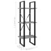 Bopdu 3-Tier Book Cabinet Shelf, Bookshelf Storage Cabinet Office Living Room Storage Organizer Concrete Gray 15.7"x11.8"x41.3" Engineered Wood view 2