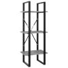 Bopdu 3-Tier Book Cabinet Shelf, Bookshelf Storage Cabinet Office Living Room Storage Organizer Concrete Gray 15.7"x11.8"x41.3" Engineered Wood view 3