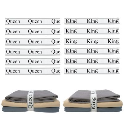 Maletnd 12 Pieces Bed Sheet Organizer Bands, Closet Organization Sheet Straps, Linen Labels Bedding Bands, Elastic Bed Sheet Storage Sheet Keepers 6PcsQueen 6PcsKing 