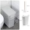 Kitchen Garbage Can 2 Layer Home Storage Bucket Bathroom Waste Bin with Toilet Brush Tissue Paper Dispenser Dustbin Narrow Space Gap Organizer, 3 Colors Wastebasket (Color : Beige) view 2