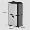 BONAD Kitchen Garbage Can Smart Sensor Trash Bin Standing Two Layer Sorting Trash Can Kitchen Waste Cabinet with Lid Stainless Steel Rectangular Trash Can, 38L Wastebasket view 2