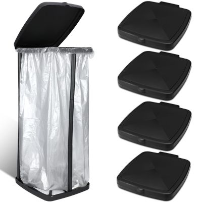 Vicenpal Portable Garbage Bag Holder Collapsible Trash Can Expandable Outdoor Waste Bins Camping Accessories for Indoor Outdoor Rv Picnic Kitchen Home Use, Black(4 Pcs)